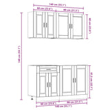 4 Piece Kitchen Cabinet Set Kalmar High Gloss White Engineered Wood