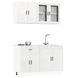 4 Piece Kitchen Cabinet Set Kalmar High Gloss White Engineered Wood