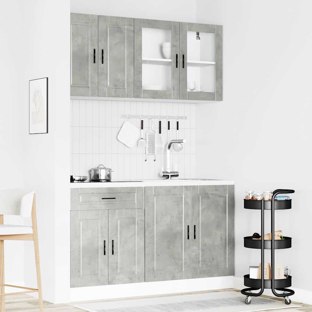 4 Piece Kitchen Cabinet Set Kalmar Concrete Grey Engineered Wood