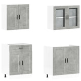 4 Piece Kitchen Cabinet Set Kalmar Concrete Grey Engineered Wood