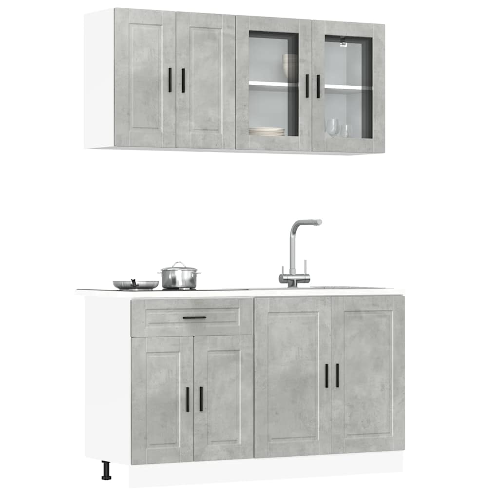 4 Piece Kitchen Cabinet Set Kalmar Concrete Grey Engineered Wood