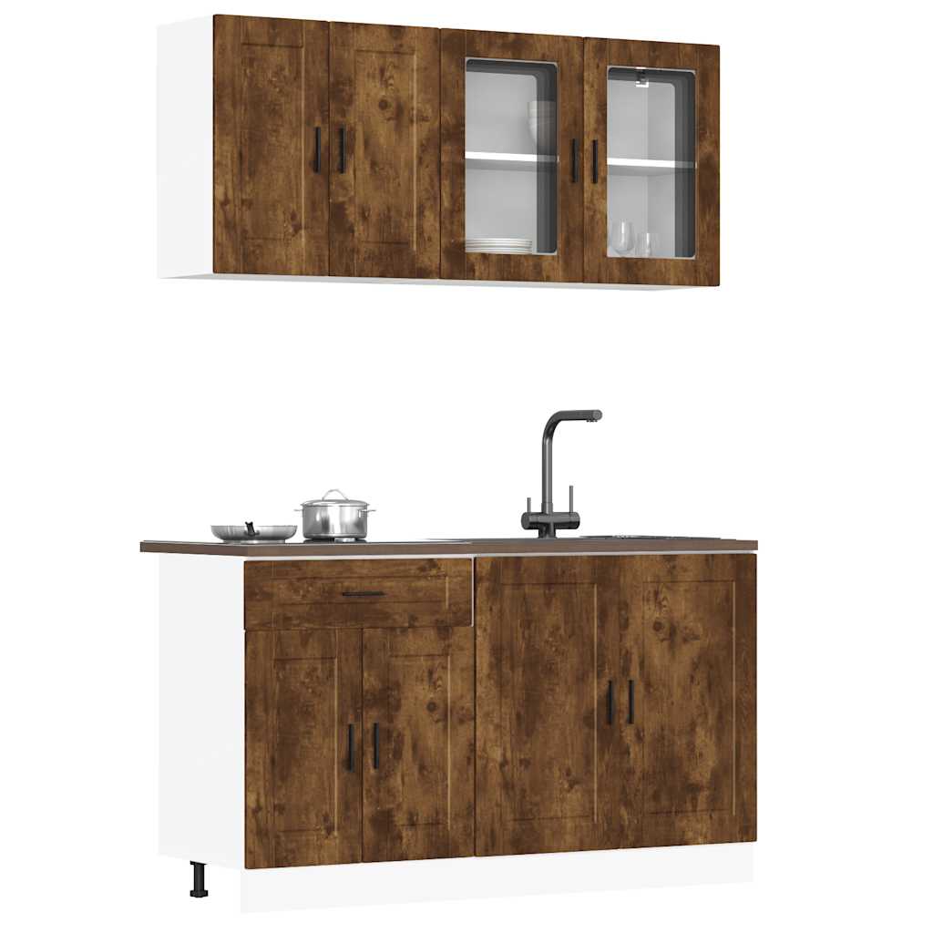 4 Piece Kitchen Cabinet Set Kalmar Smoked Oak Engineered Wood