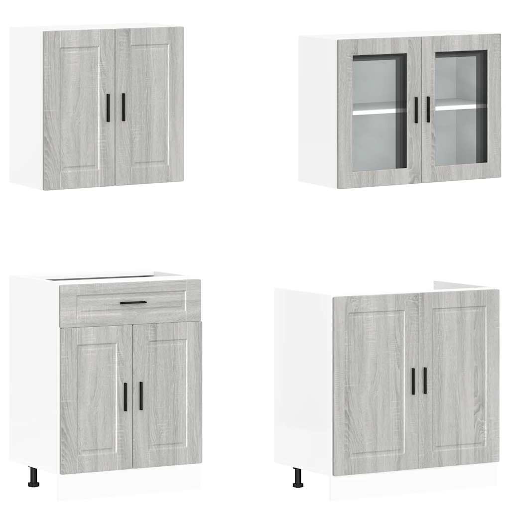 4 Piece Kitchen Cabinet Set Kalmar Grey Sonoma Engineered Wood