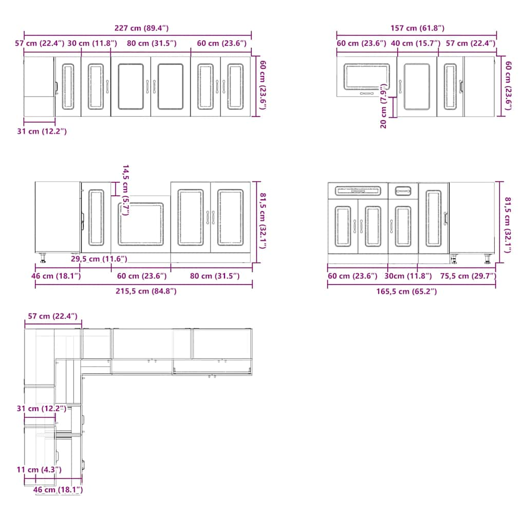 11 Piece Kitchen Cabinet Set Kalmar Grey Sonoma Engineered Wood