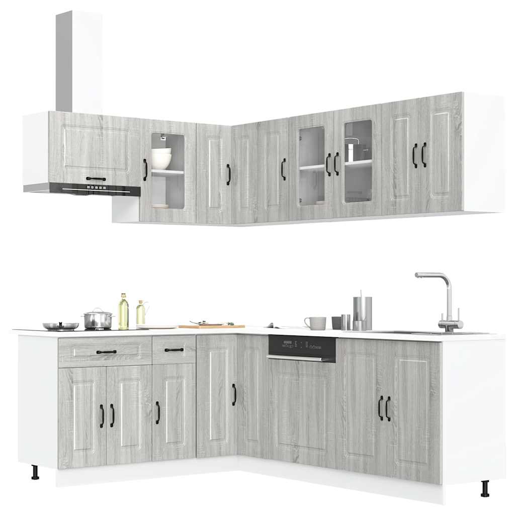 11 Piece Kitchen Cabinet Set Kalmar Grey Sonoma Engineered Wood