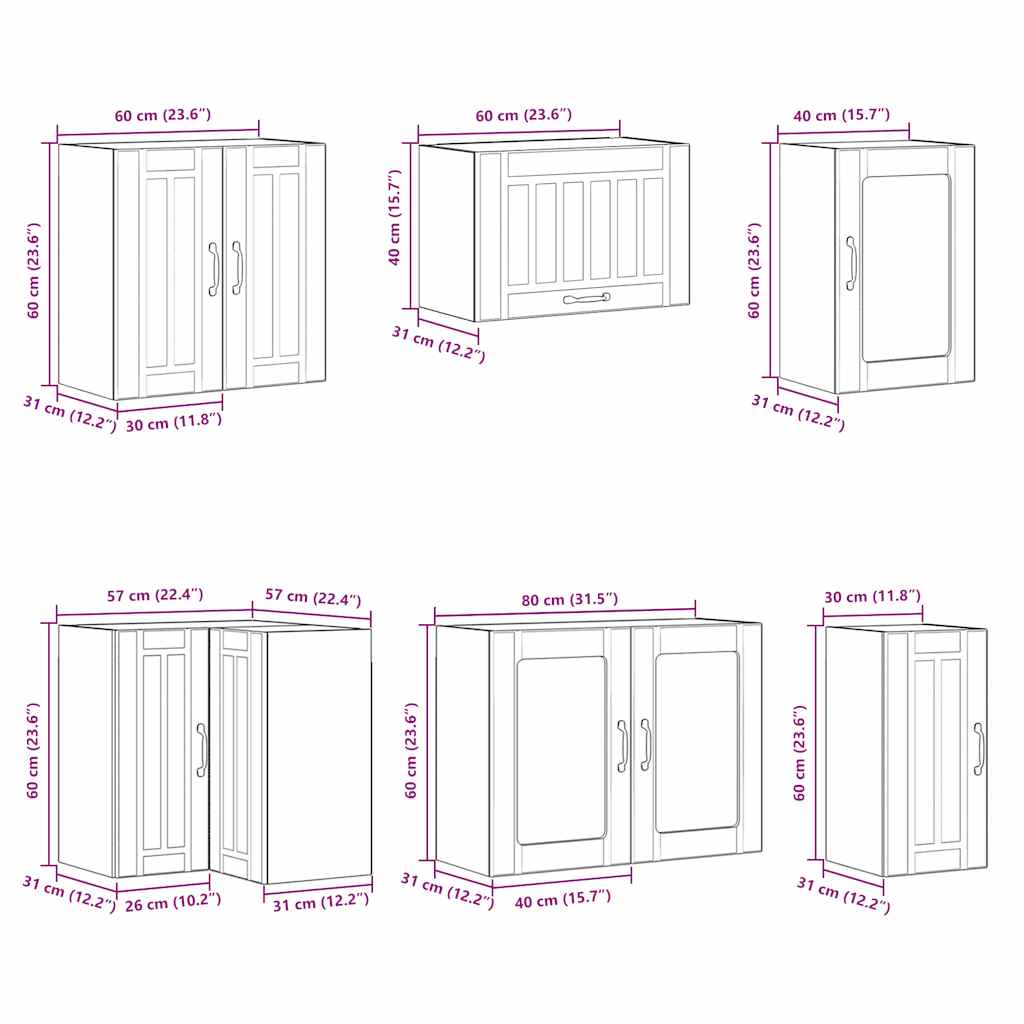 11 Piece Kitchen Cabinet Set Lucca White Engineered Wood