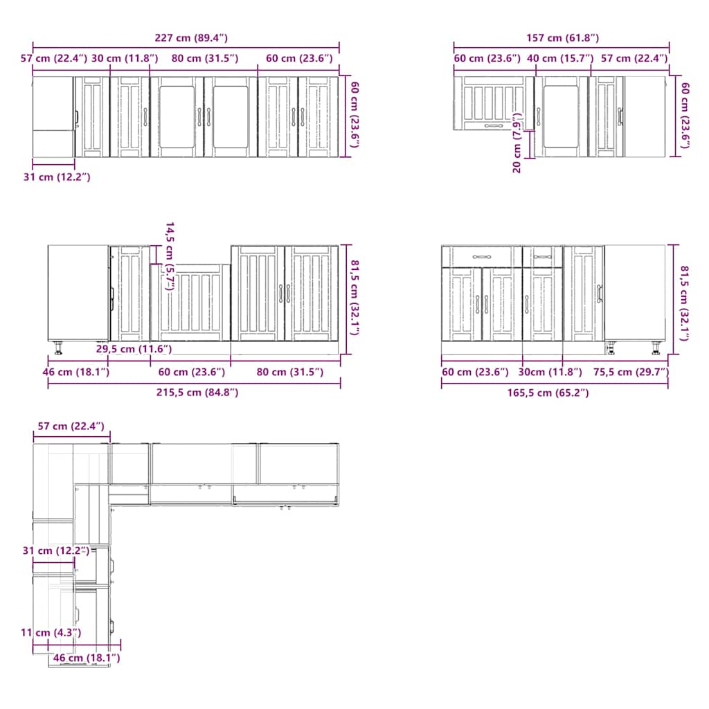 11 Piece Kitchen Cabinet Set Lucca Concrete Grey Engineered Wood