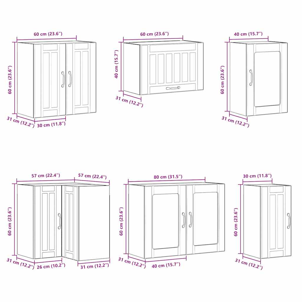 11 Piece Kitchen Cabinet Set Lucca Grey Sonoma Engineered Wood