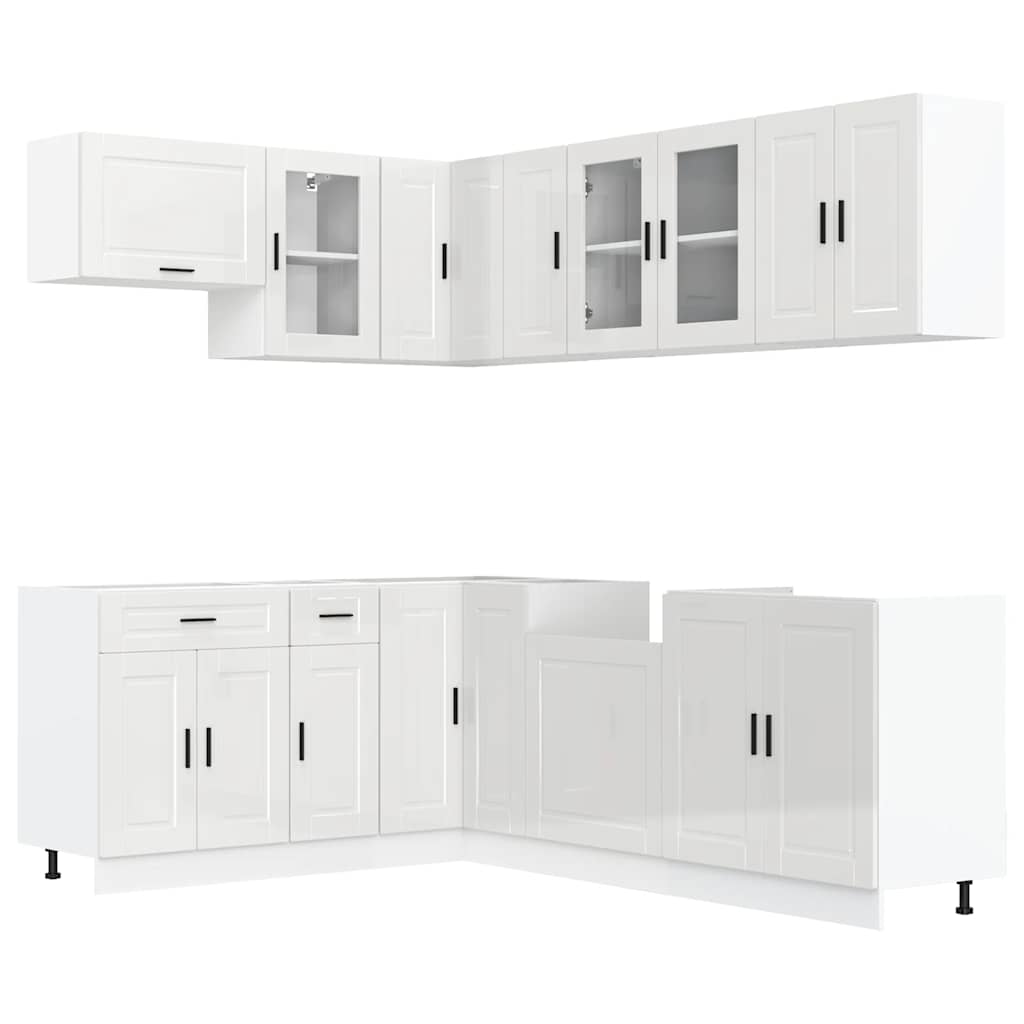 11 Piece Kitchen Cabinet Set Porto Gloss White Engineered Wood