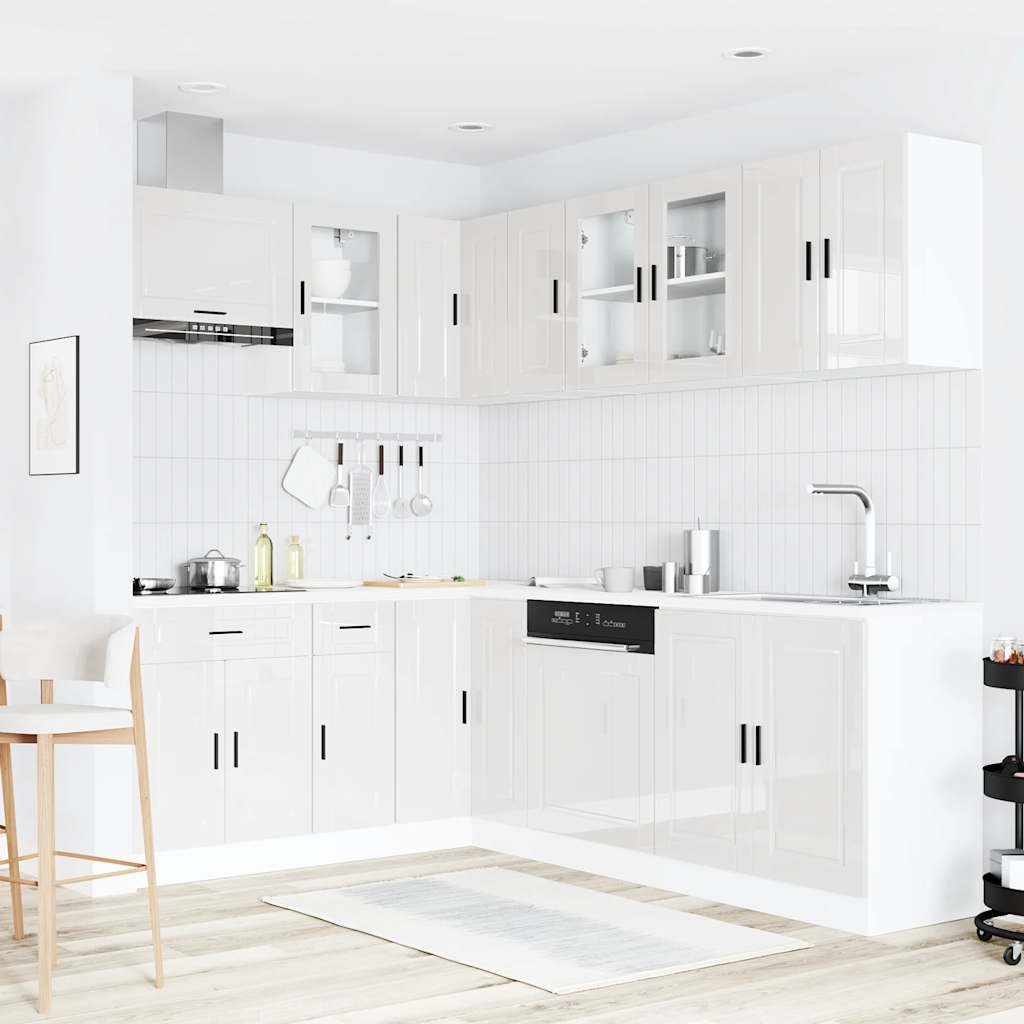 11 Piece Kitchen Cabinet Set Porto Gloss White Engineered Wood