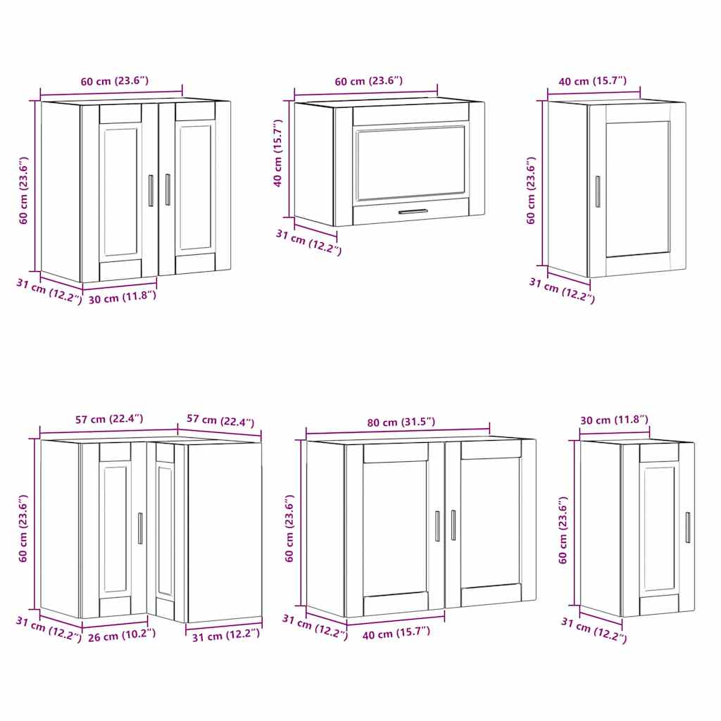 11 Piece Kitchen Cabinet Set Porto Gloss White Engineered Wood