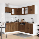 11 Piece Kitchen Cabinet Set Porto Brown Oak Engineered Wood