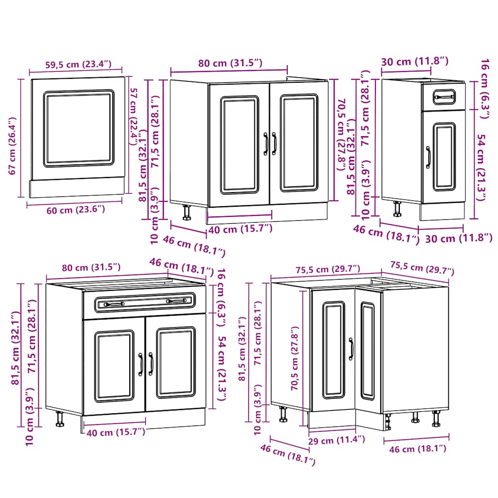 11 Piece Kitchen Cabinet Set Kalmar Grey Sonoma Engineered Wood