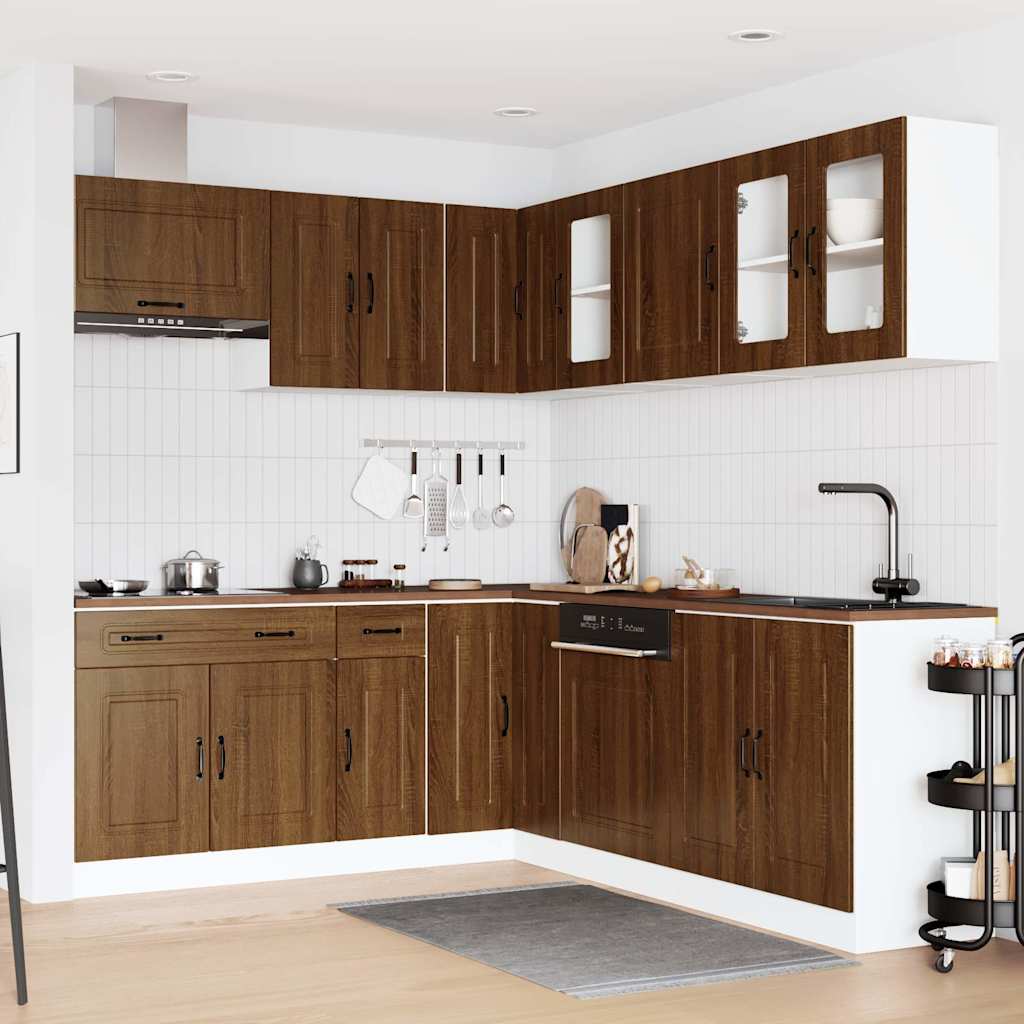 11 Piece Kitchen Cabinet Set Kalmar Brown Oak Engineered Wood