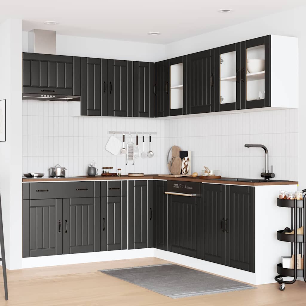 11 Piece Kitchen Cabinet Set Lucca Black Engineered Wood