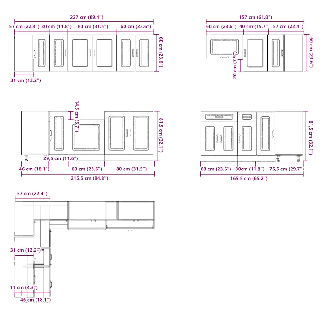 11 Piece Kitchen Cabinet Set Lucca Sonoma Oak Engineered Wood