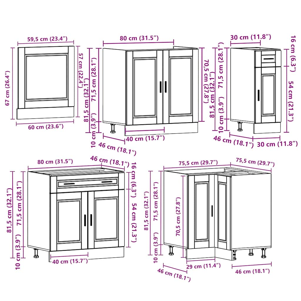 11 Piece Kitchen Cabinet Set Porto White Engineered Wood