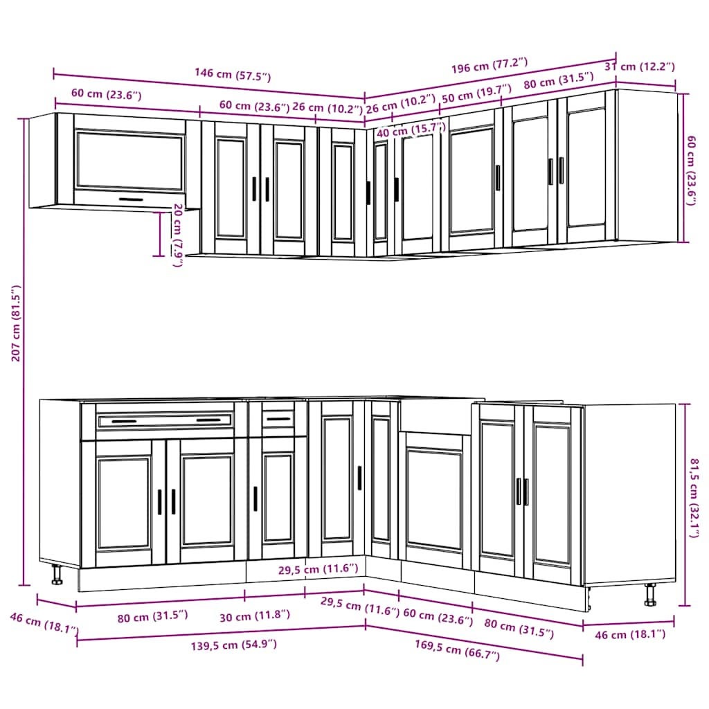 11 Piece Kitchen Cabinet Set Porto White Engineered Wood