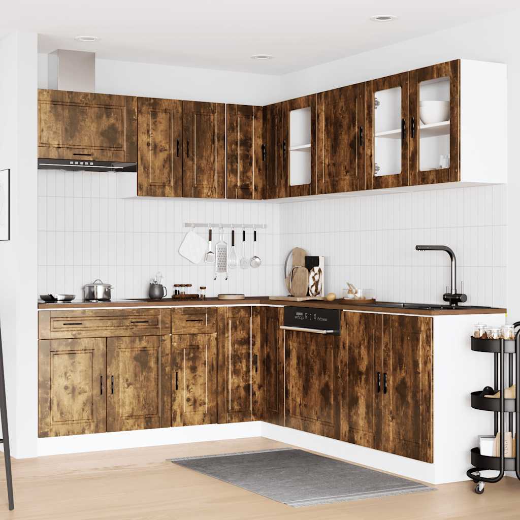 11 Piece Kitchen Cabinet Set Porto Smoked Oak Engineered Wood