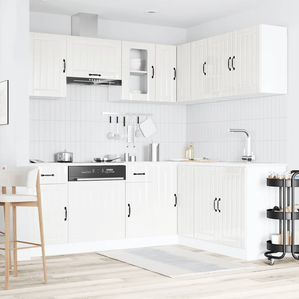 11 Piece Kitchen Cabinet Set Lucca Gloss White Engineered Wood