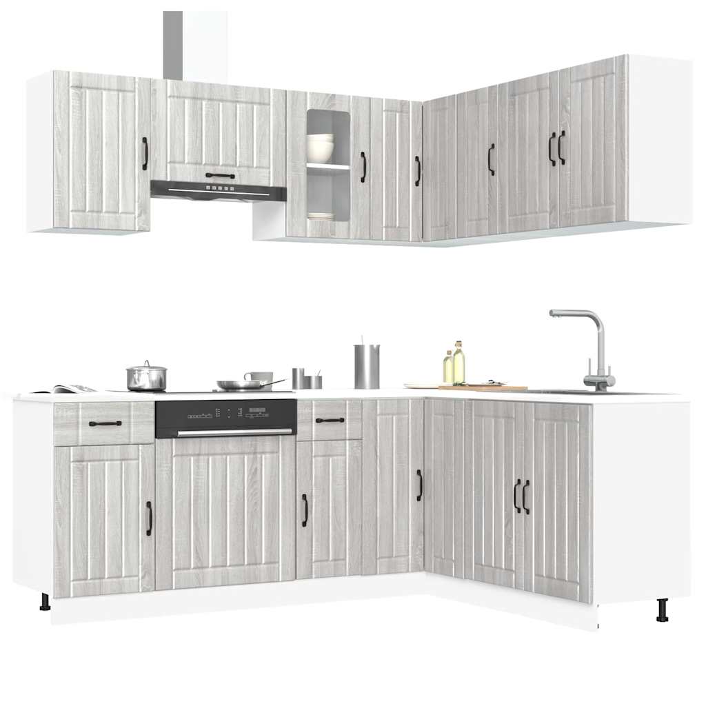 11 Piece Kitchen Cabinet Set Lucca Grey Sonoma Engineered Wood