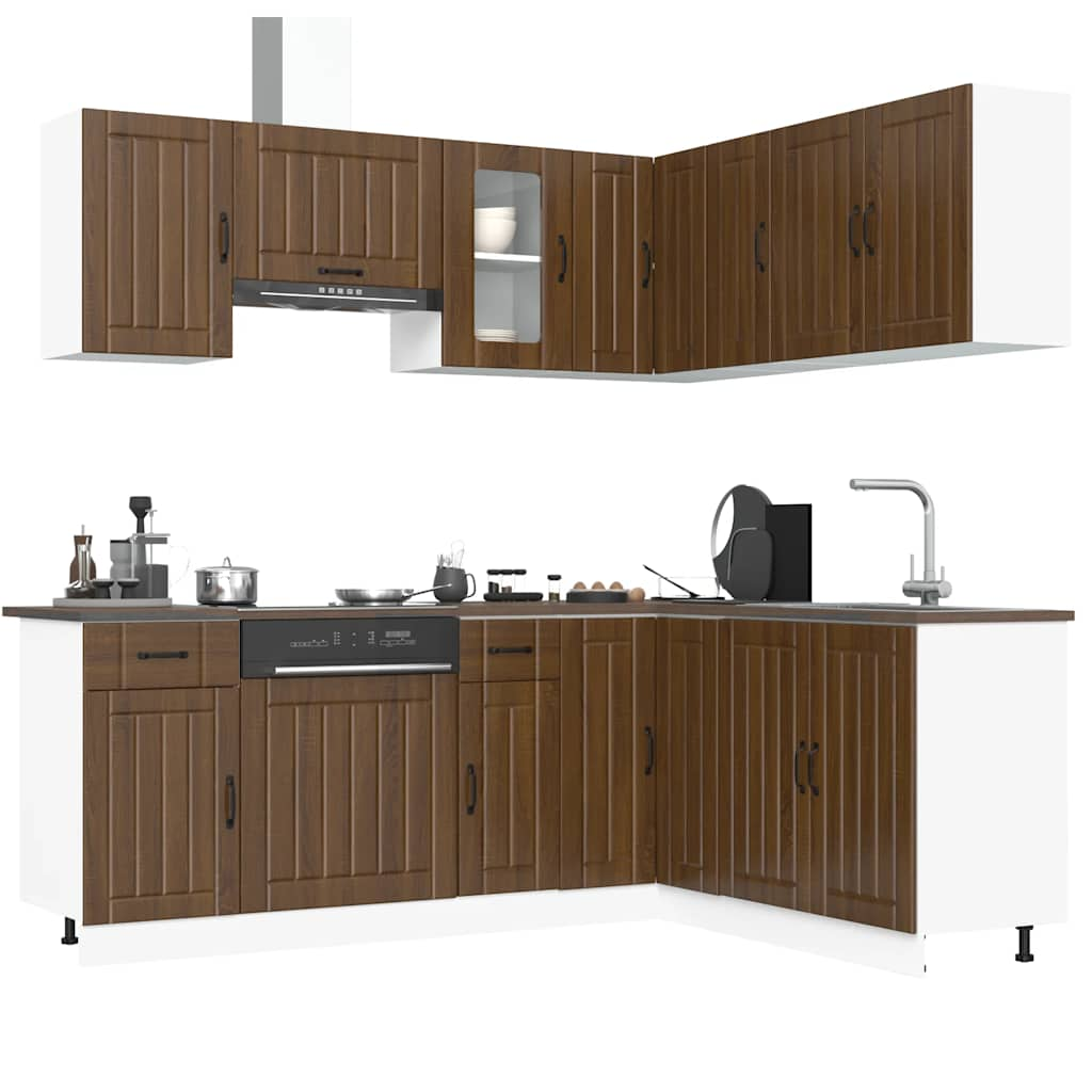 11 Piece Kitchen Cabinet Set Lucca Brown Oak Engineered Wood