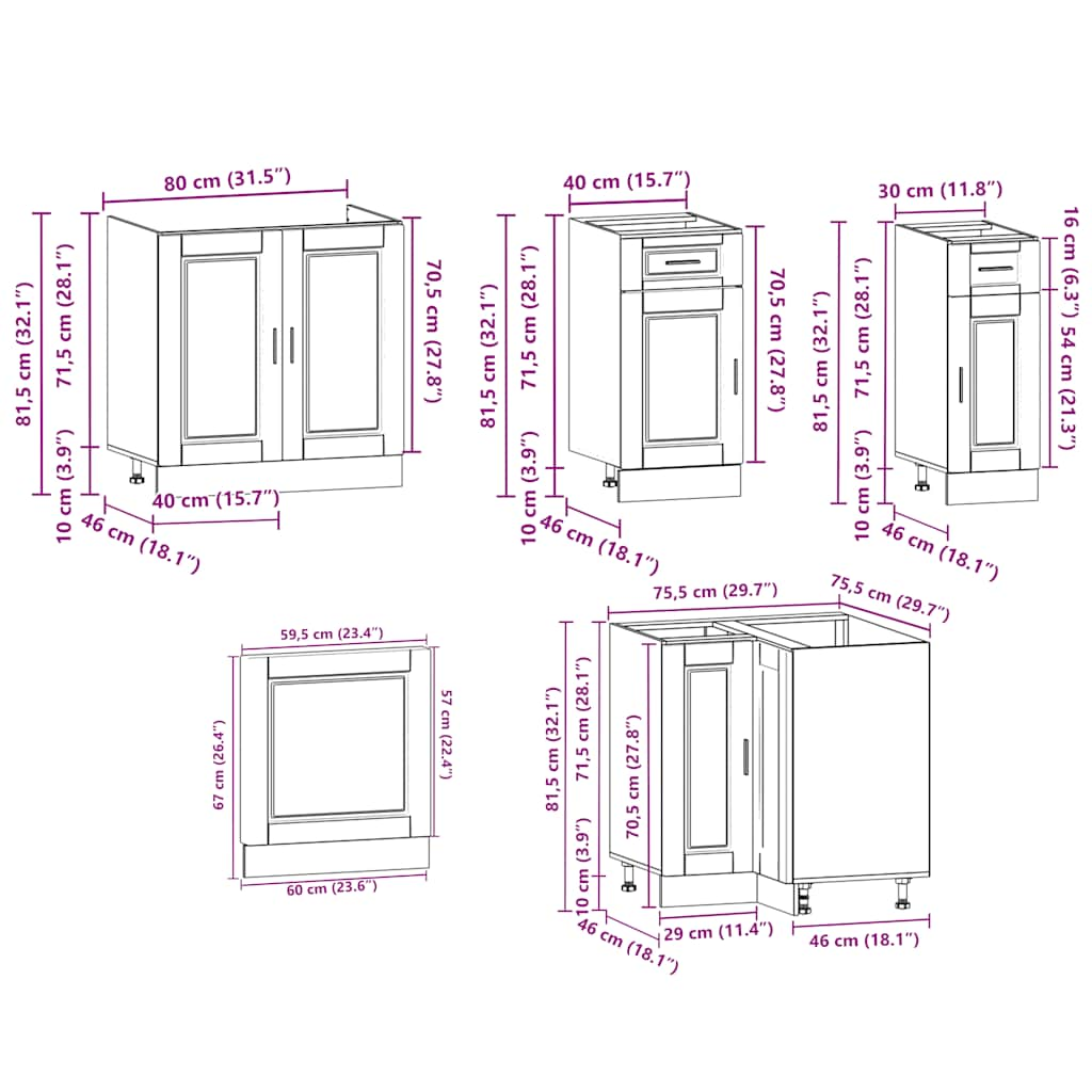 11 Piece Kitchen Cabinet Set Porto Gloss White Engineered Wood