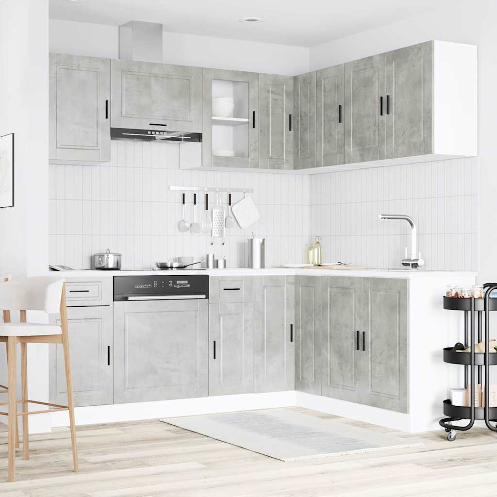 11 Piece Kitchen Cabinet Set Porto Concrete Grey Engineered Wood