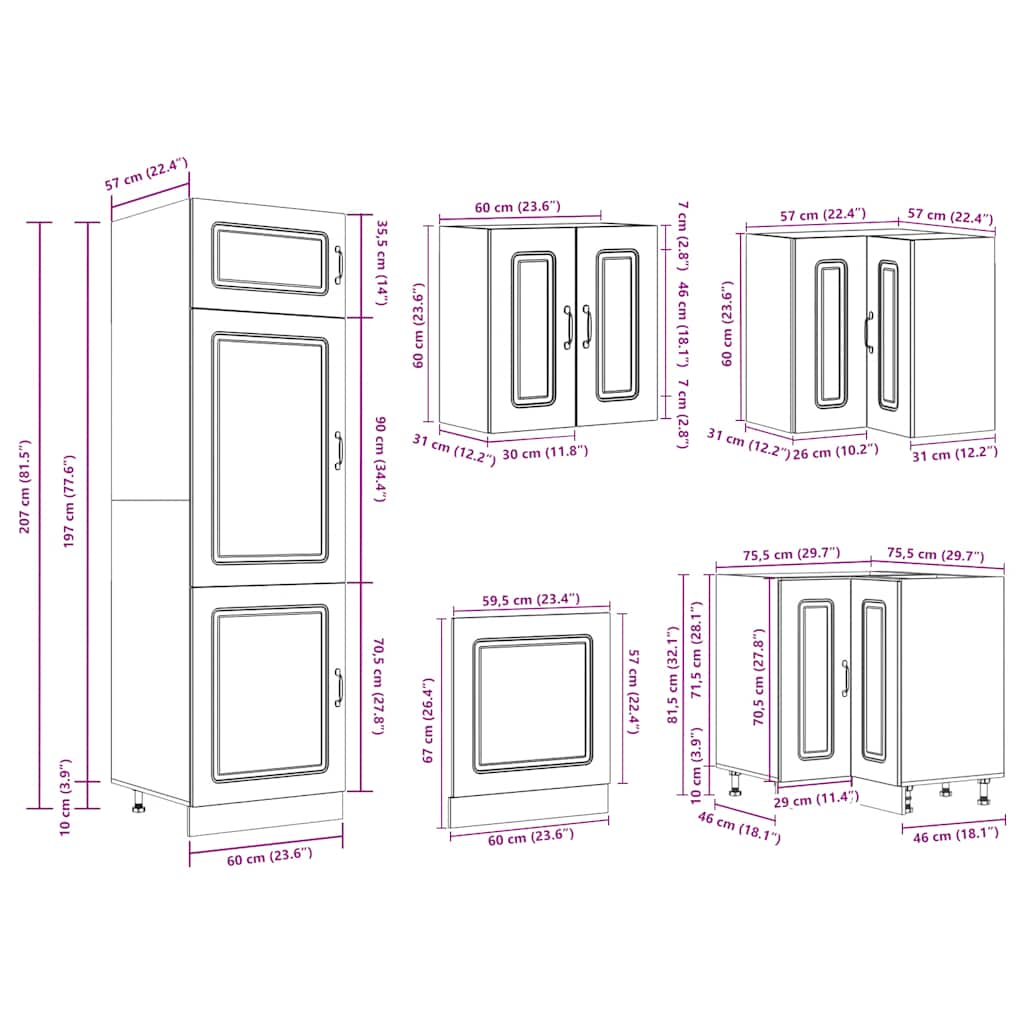 14 Piece Kitchen Cabinet Set Kalmar White Engineered Wood