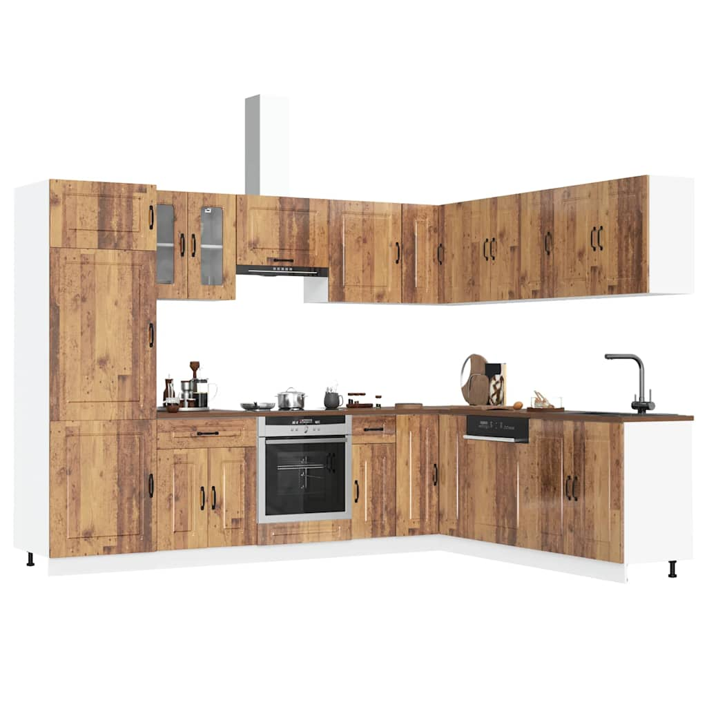 14 Piece Kitchen Cabinet Set Kalmar Old Wood Engineered Wood