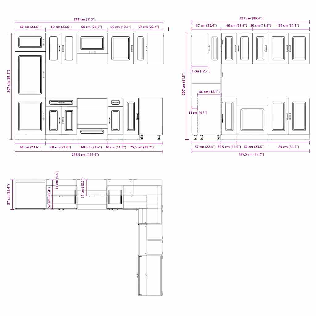 14 Piece Kitchen Cabinet Set Kalmar Artisan Oak Engineered Wood