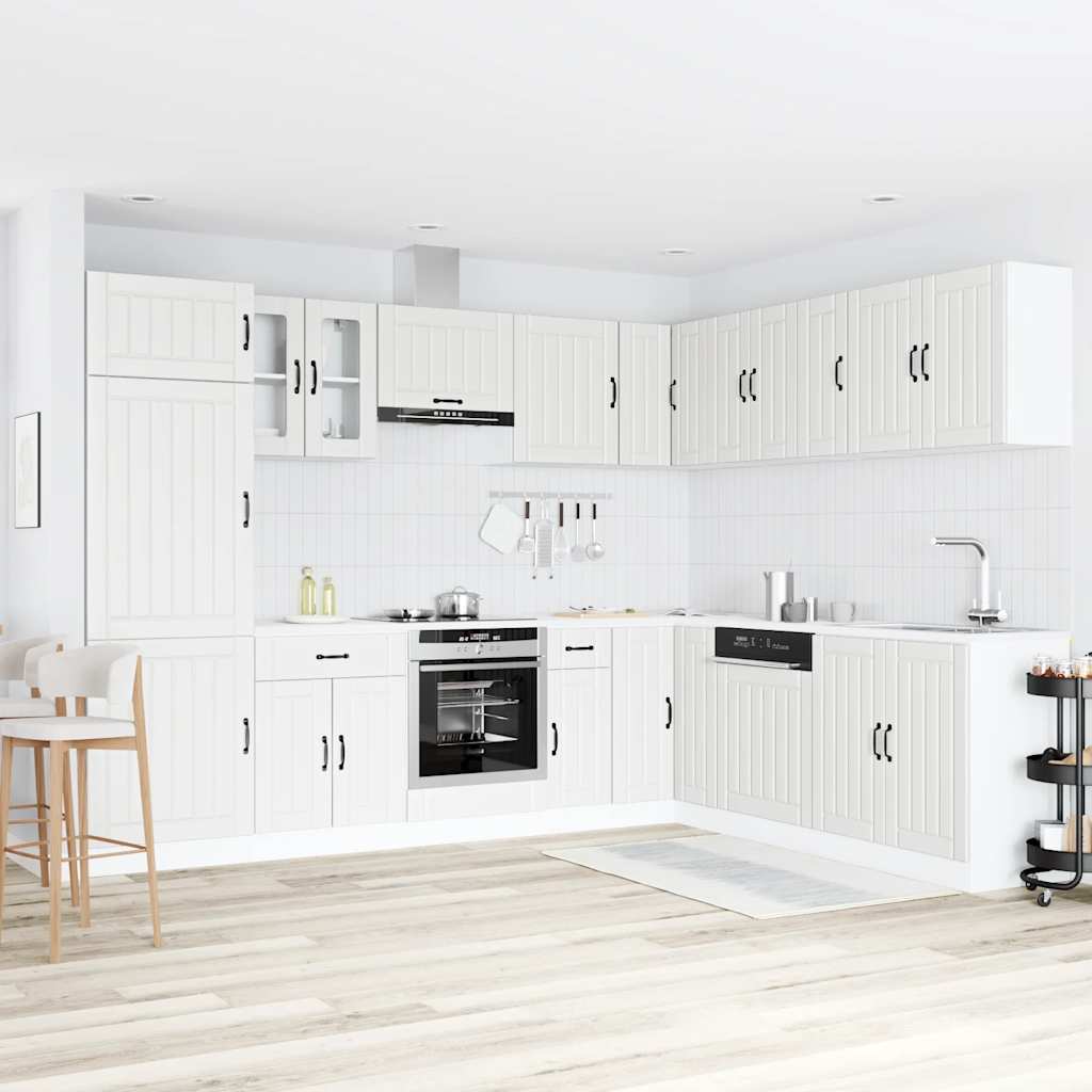 14 Piece Kitchen Cabinet Set Lucca White Engineered Wood