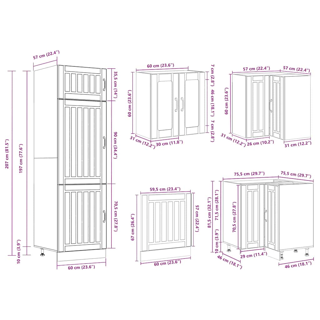 14 Piece Kitchen Cabinet Set Lucca Black Engineered Wood