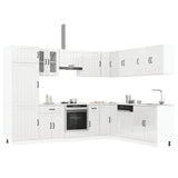 14 Piece Kitchen Cabinet Set Lucca Gloss White Engineered Wood