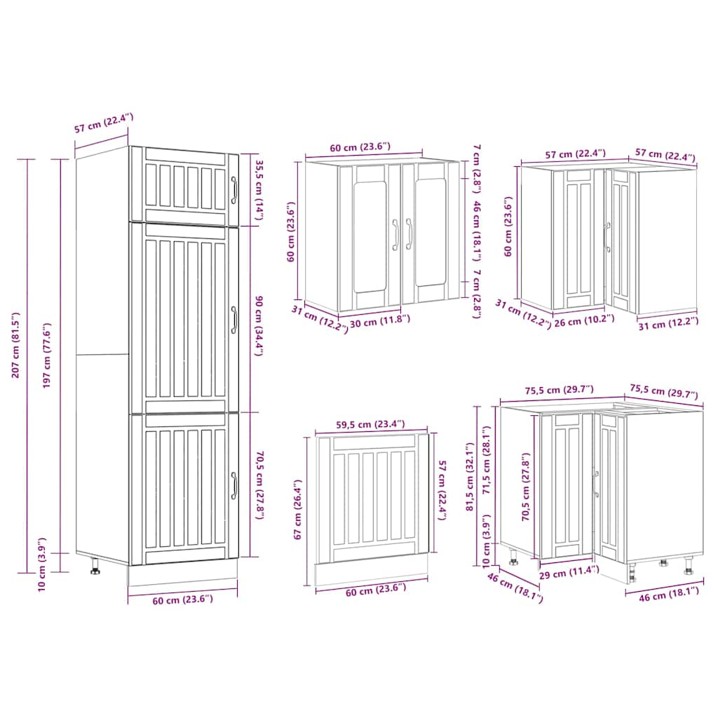 14 Piece Kitchen Cabinet Set Lucca Concrete Grey Engineered Wood