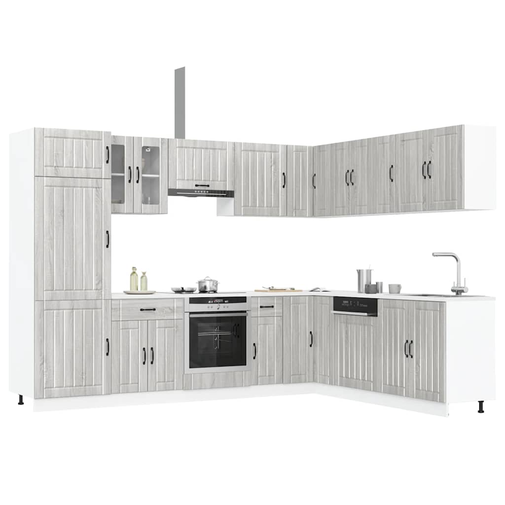 14 Piece Kitchen Cabinet Set Lucca Grey Sonoma Engineered Wood