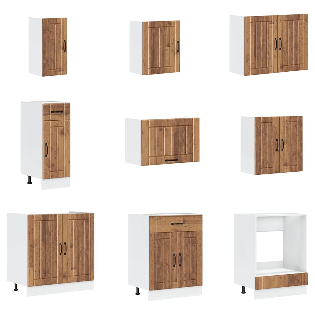 14 Piece Kitchen Cabinet Set Lucca Old Wood Engineered Wood