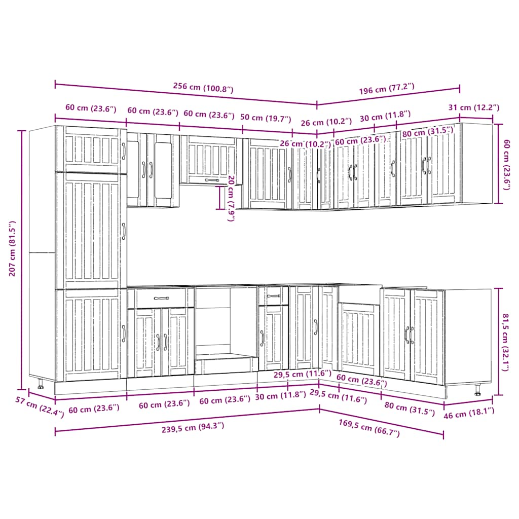 14 Piece Kitchen Cabinet Set Lucca Old Wood Engineered Wood