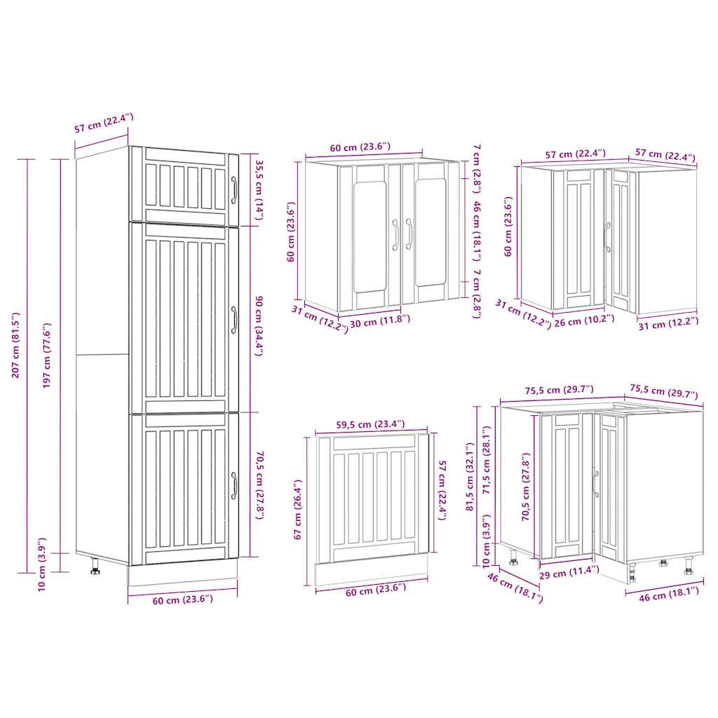 14 Piece Kitchen Cabinet Set Lucca Artisan Oak Engineered Wood