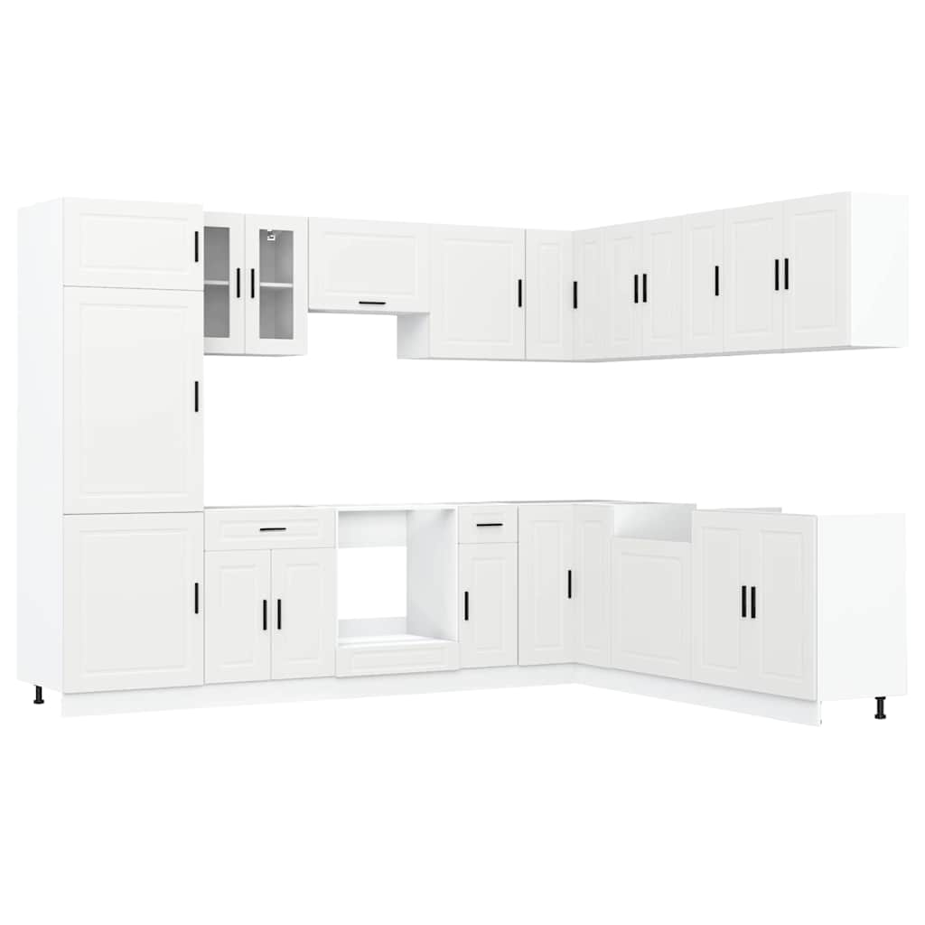 14 Piece Kitchen Cabinet Set Porto White Engineered Wood