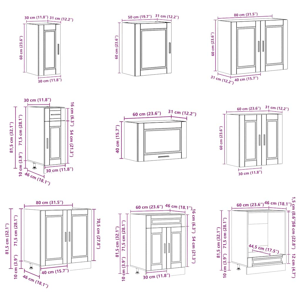 14 Piece Kitchen Cabinet Set Porto White Engineered Wood