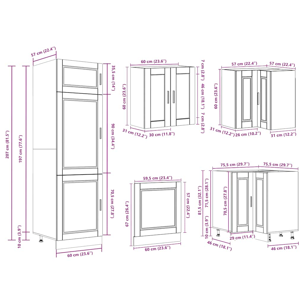 14 Piece Kitchen Cabinet Set Porto Old Wood Engineered Wood