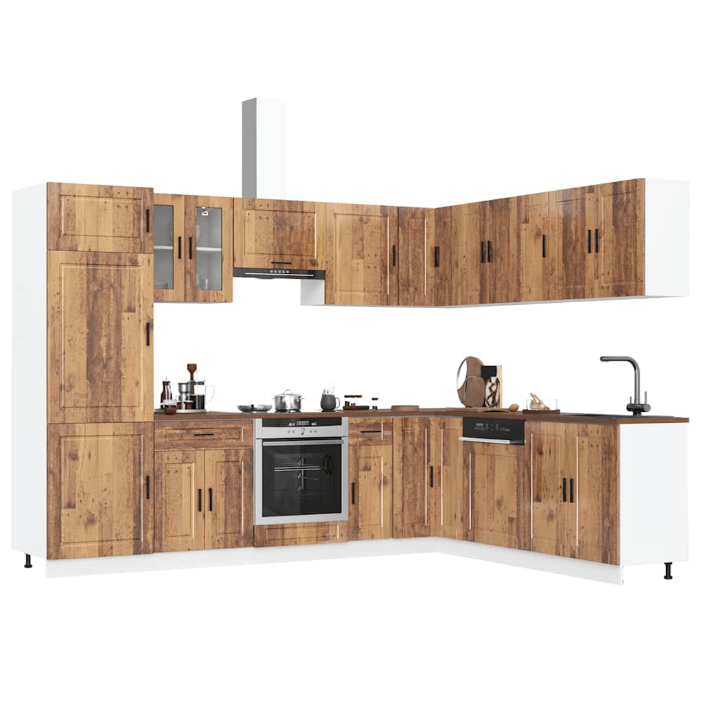 14 Piece Kitchen Cabinet Set Porto Old Wood Engineered Wood