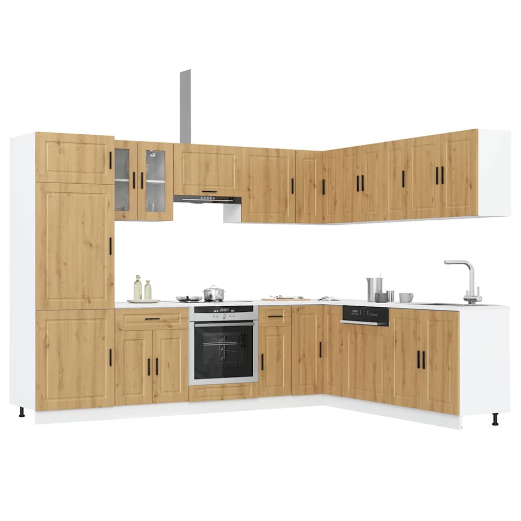 14 Piece Kitchen Cabinet Set Porto Artisan Oak Engineered Wood