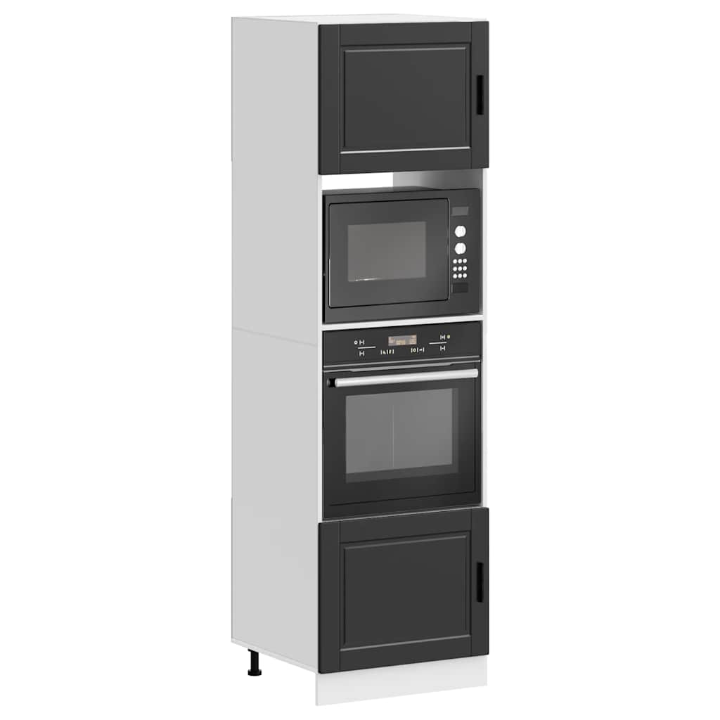 Oven Cabinets 2 pcs Porto Black Engineered Wood