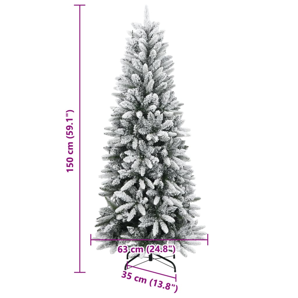 Artificial Christmas Tree 150 LEDs and Flocked Snow 150 cm