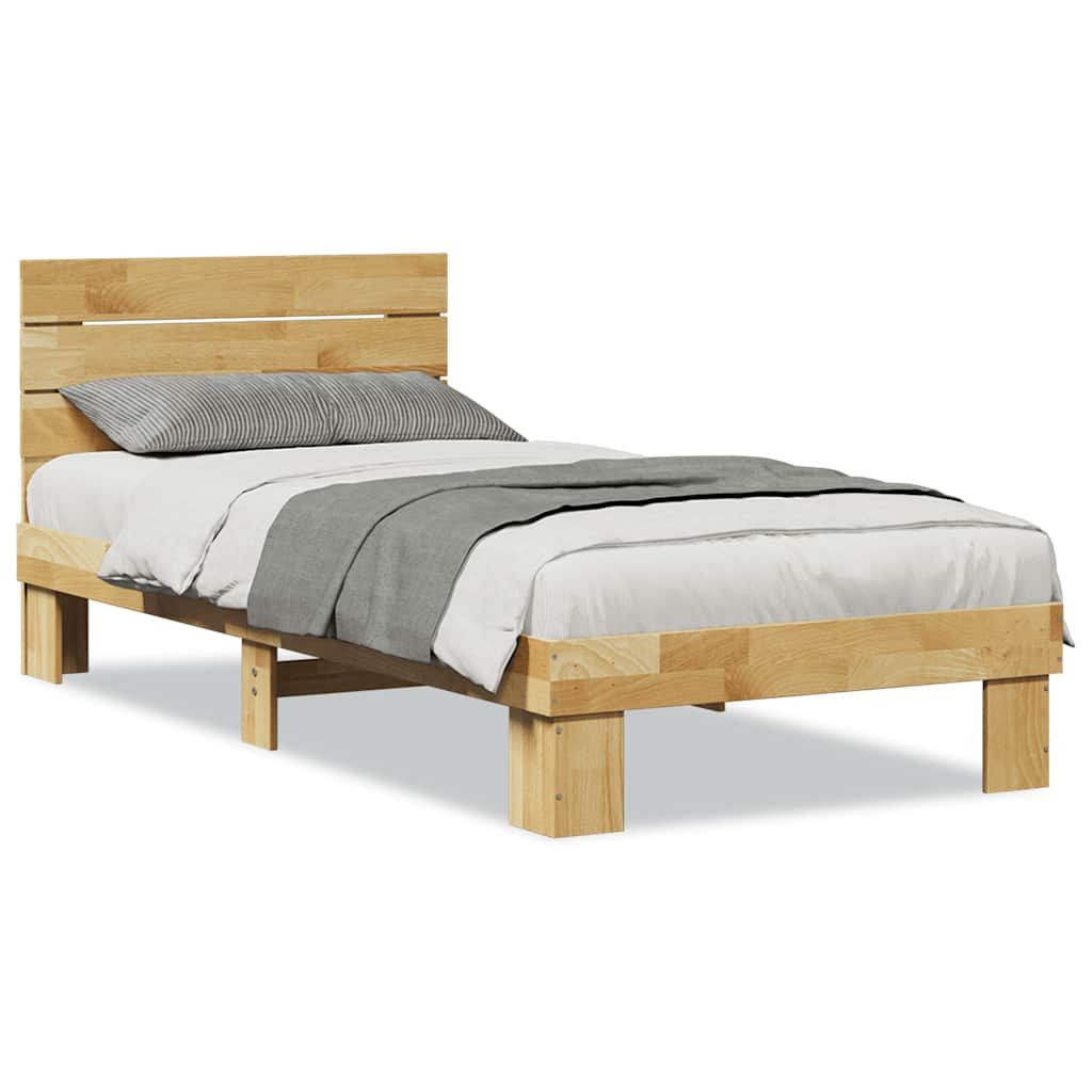 Bed Frame with Headboard without Mattress 100x200 cm Solid Wood Oak