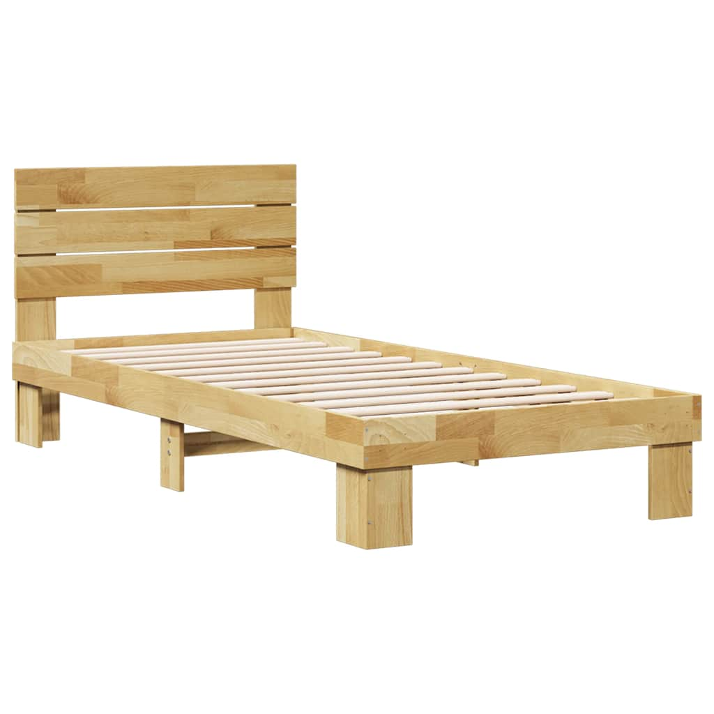 Bed Frame with Headboard without Mattress 100x200 cm Solid Wood Oak