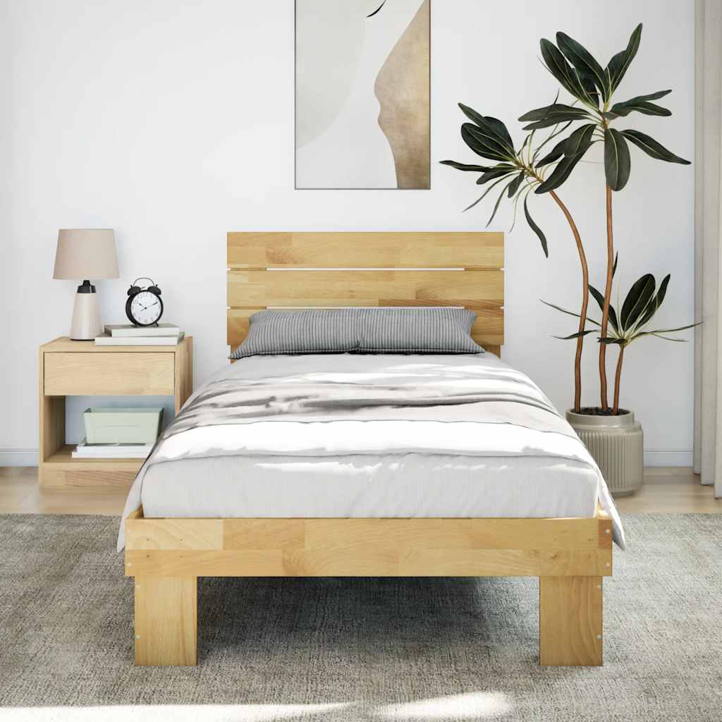 Bed Frame with Headboard without Mattress 100x200 cm Solid Wood Oak