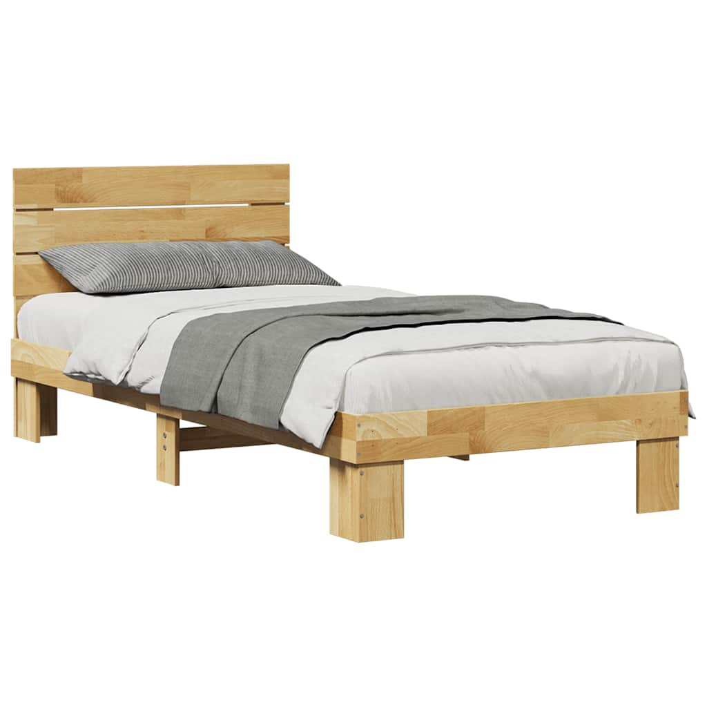 Bed Frame with Headboard without Mattress 100x200 cm Solid Wood Oak